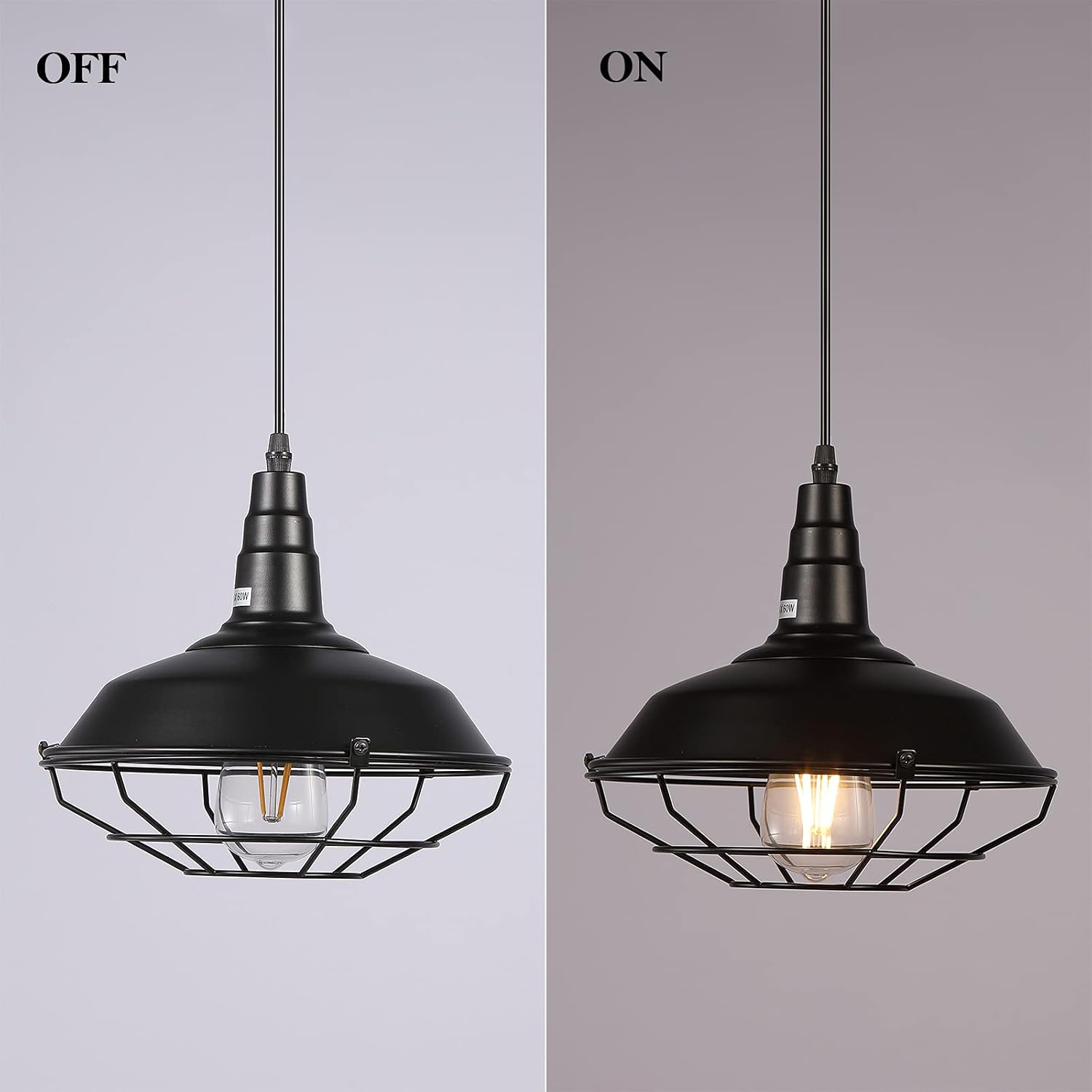 2 Pack Black Metal Wire Cage Plug in Pendant Light P402253