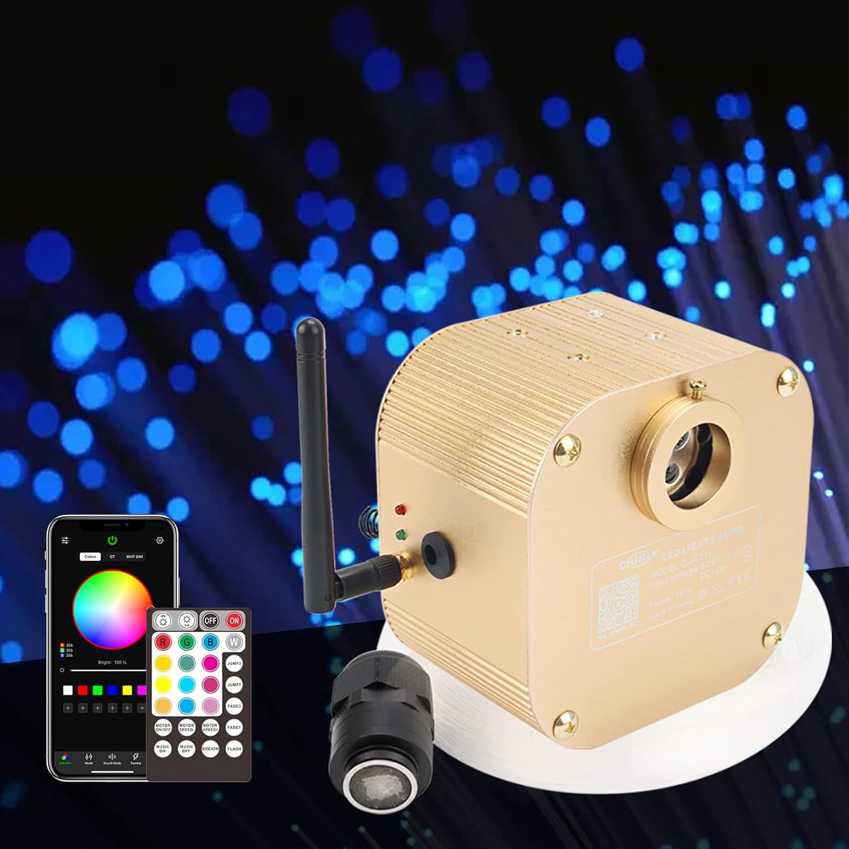 16W 450pcs 13.1ft RGBW Bluetooth LED Fiber Optic Star Ceiling Lights Kit with Adapter F344