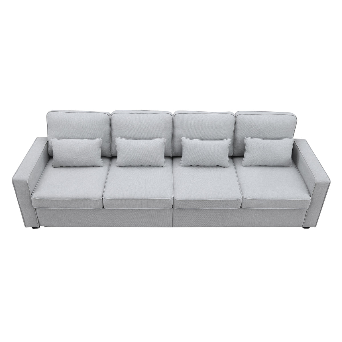 Light Grey 4-Seater Linen Fabric Sofa with 4 Pillows Z17171