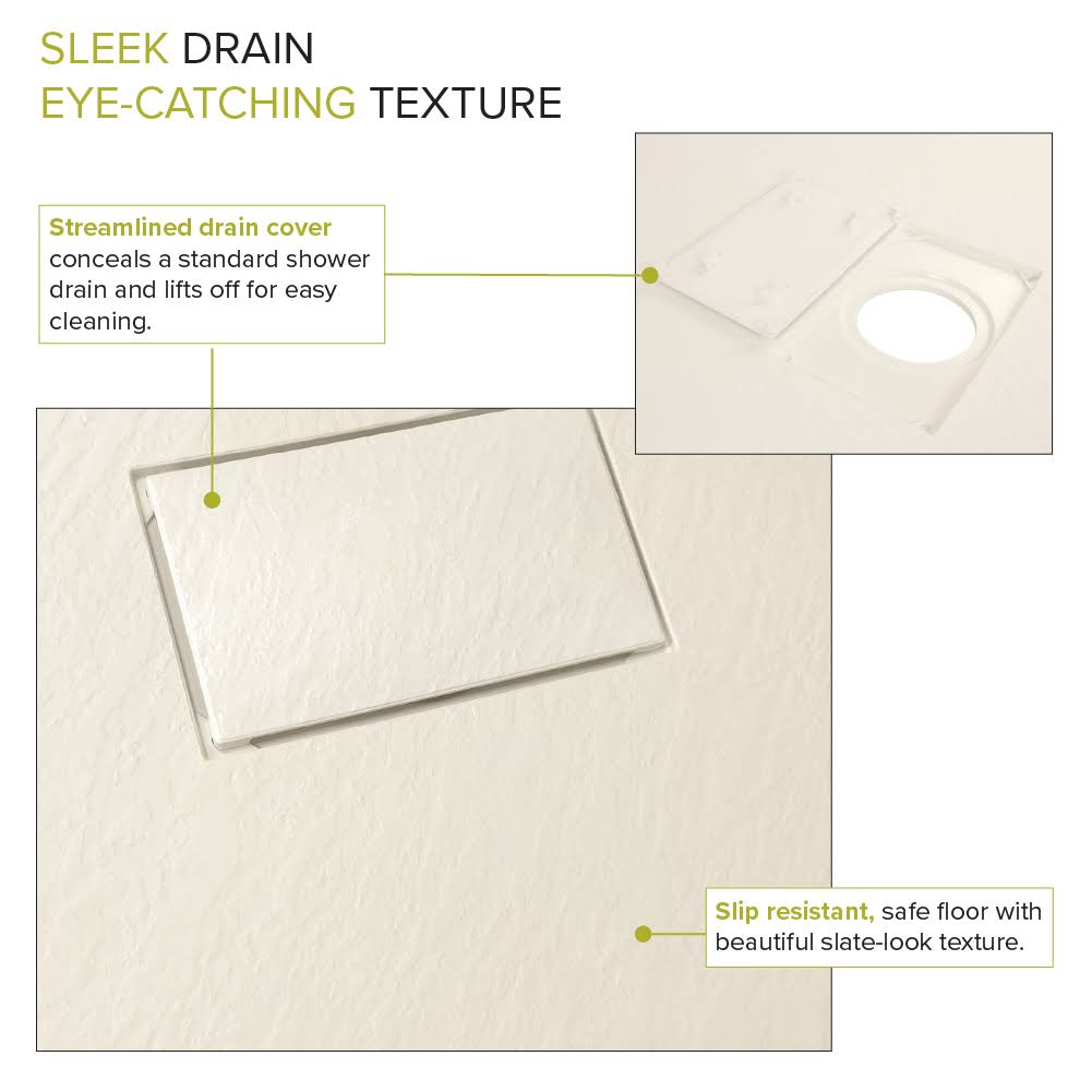 63-in L x 35.5-in Shower Base with Center Drain C117