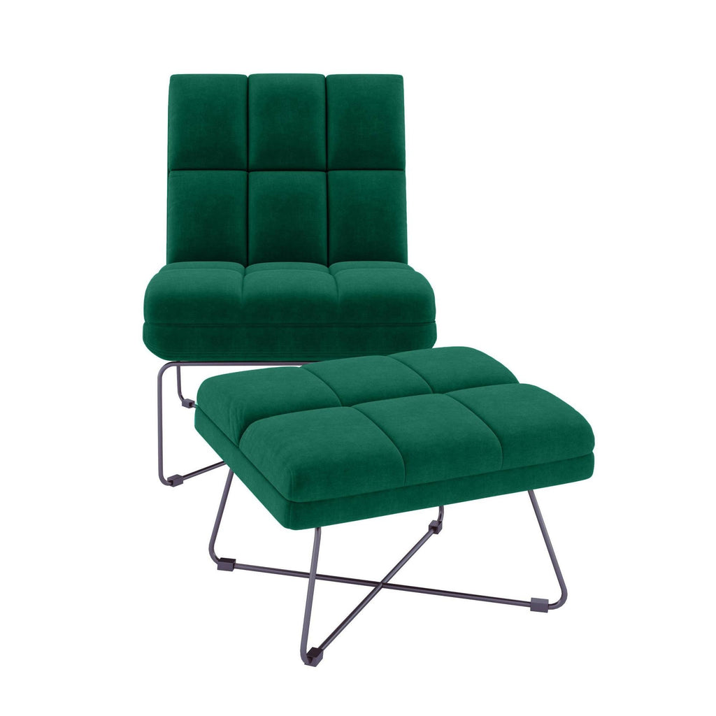 Emerald Armless Chair and Ottoman Set U5647