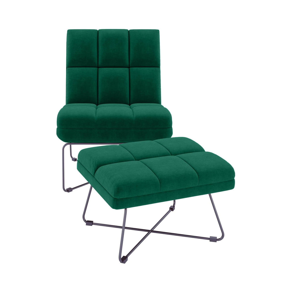 Emerald Armless Chair and Ottoman Set U5647