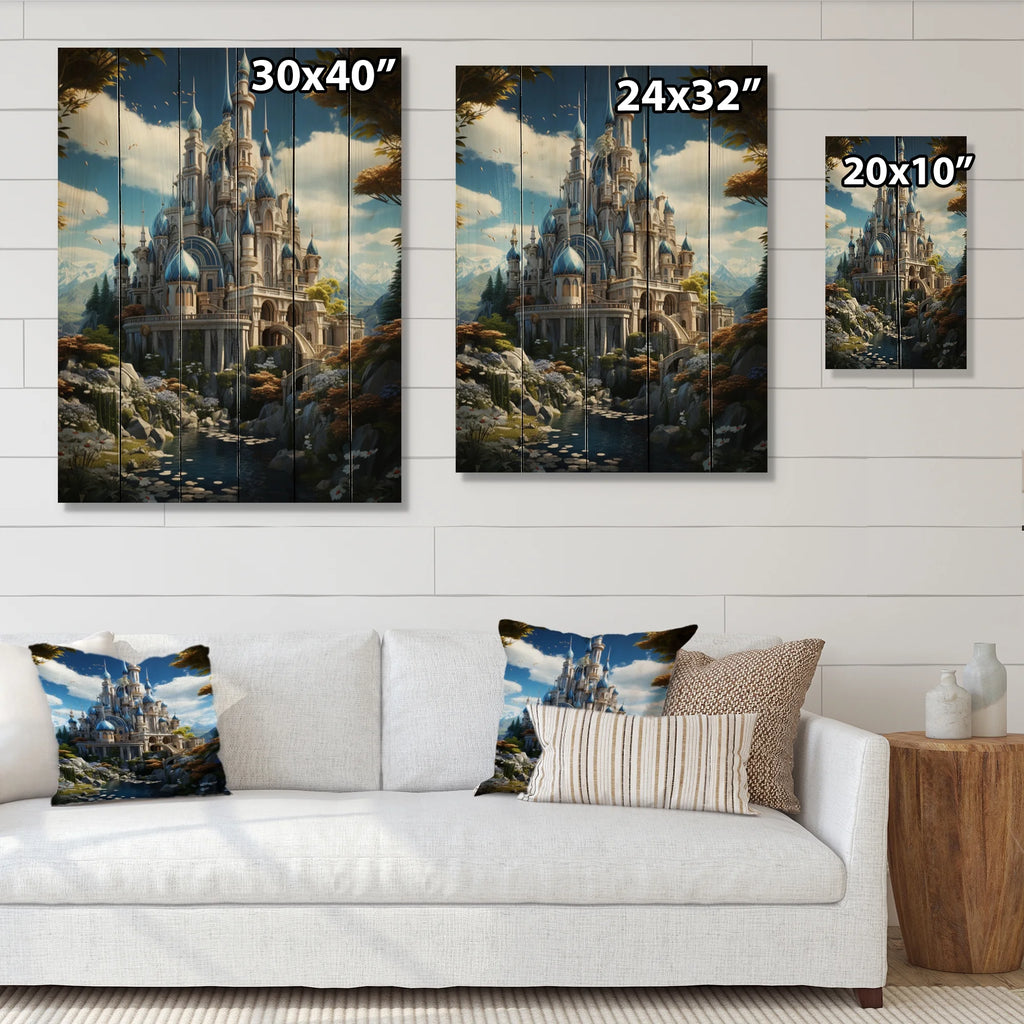 Castles Print on Natural Pine Wood D456837