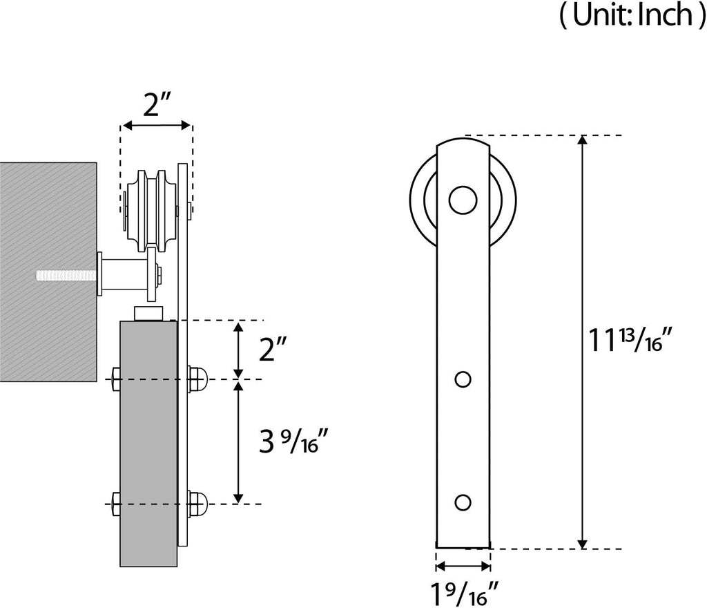 6ft Heavy Duty Sliding Barn Door Hardware Kit for 36" Wide Door Panel S599