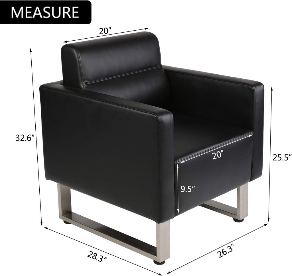 Black Leather Club Chair with Cushion N8557