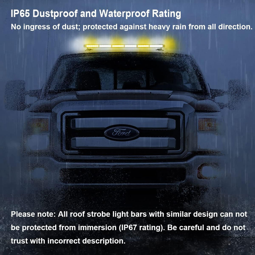 80 LED Amber White Emergency Strobe Light Bar with Strong Magnetic Double Side A768
