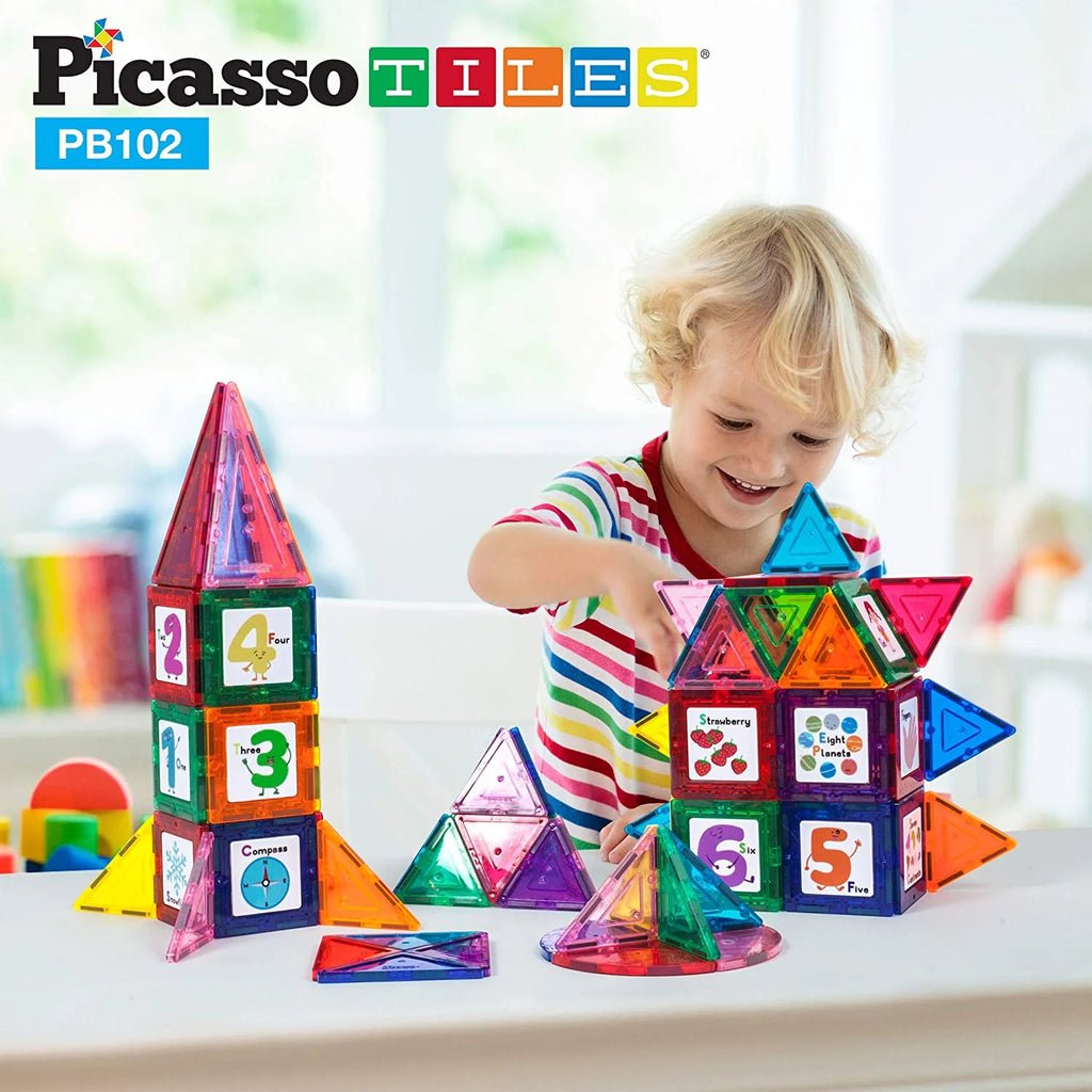 102 Piece Magnetic Tiles Construction Playset W8216