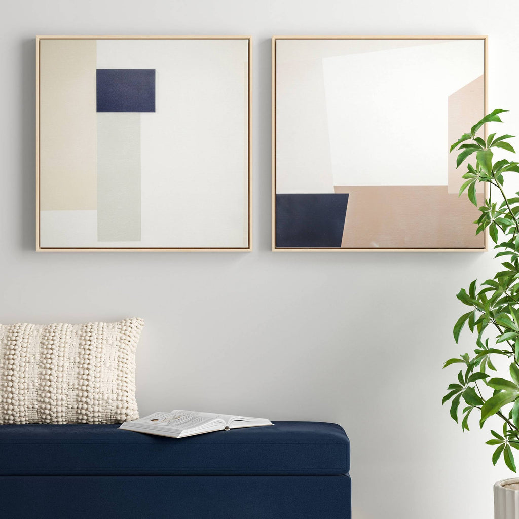 24x22 Geometric Abstract Framed Wall Canvas E388