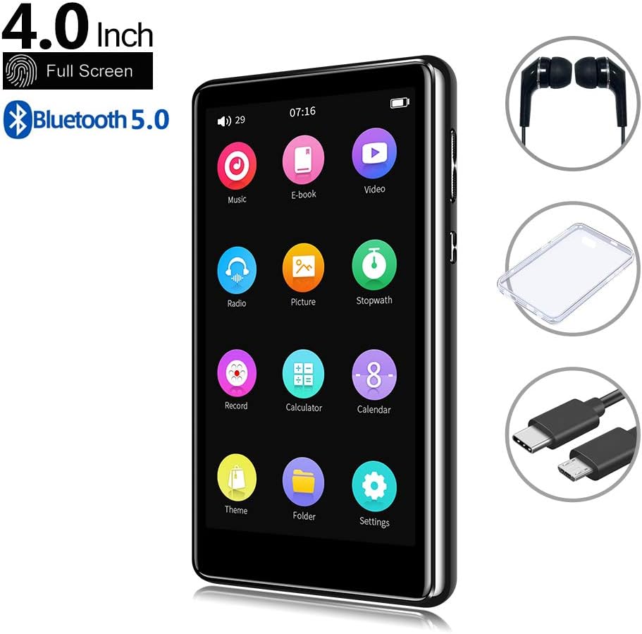 16GB Bluetooth MP3 Player with Touchscreen, FM Radio, Micro SD Slot, Headphones + Case, Pack of 2 J519