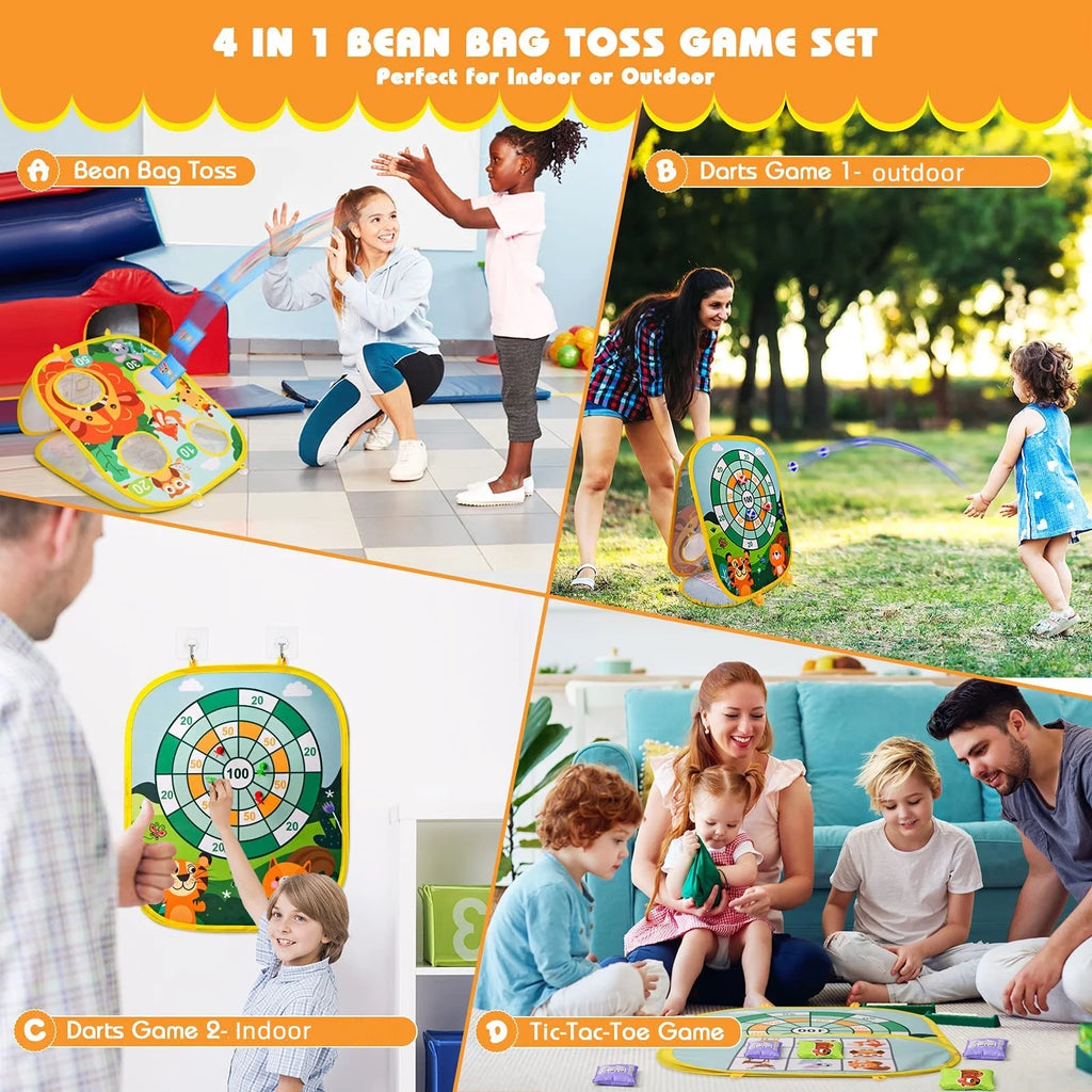 Bean Bag Toss Game Toy, Dart Board, Outdoor Cornhole Game Toys for Kids Ages 3 4 5 6 7 8 Year Old Boys Girls B762