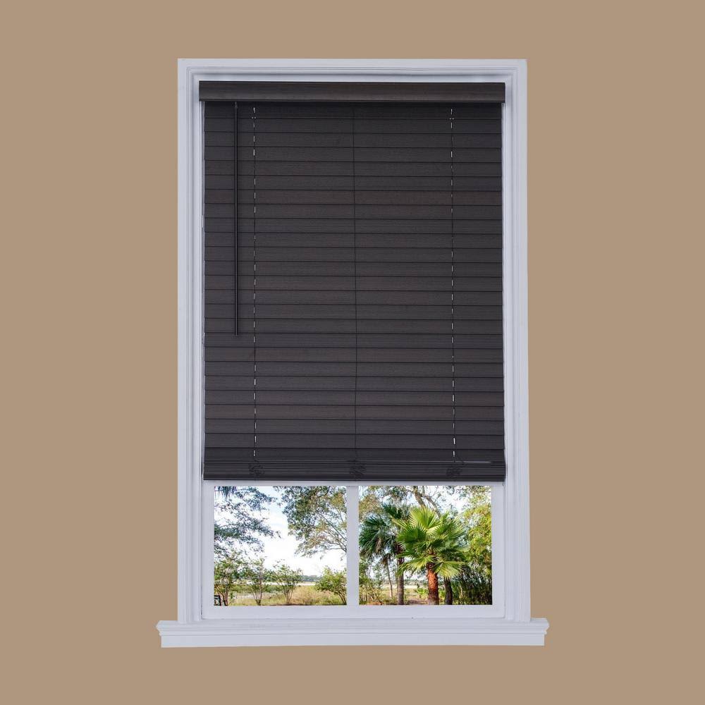 Cordless Walnut Faux Wood Room Darkening Horizontal Blinds Q16020