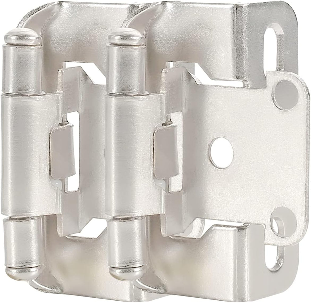 20 Pack 1/2” Self Closing Brushed Nickel Semi Wrap Cabinet Hinges K68381