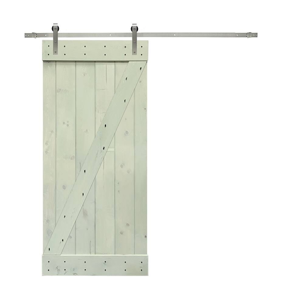 Red Walnut Stained Wood Interior Sliding Barn Door with Hardware Kit P126849