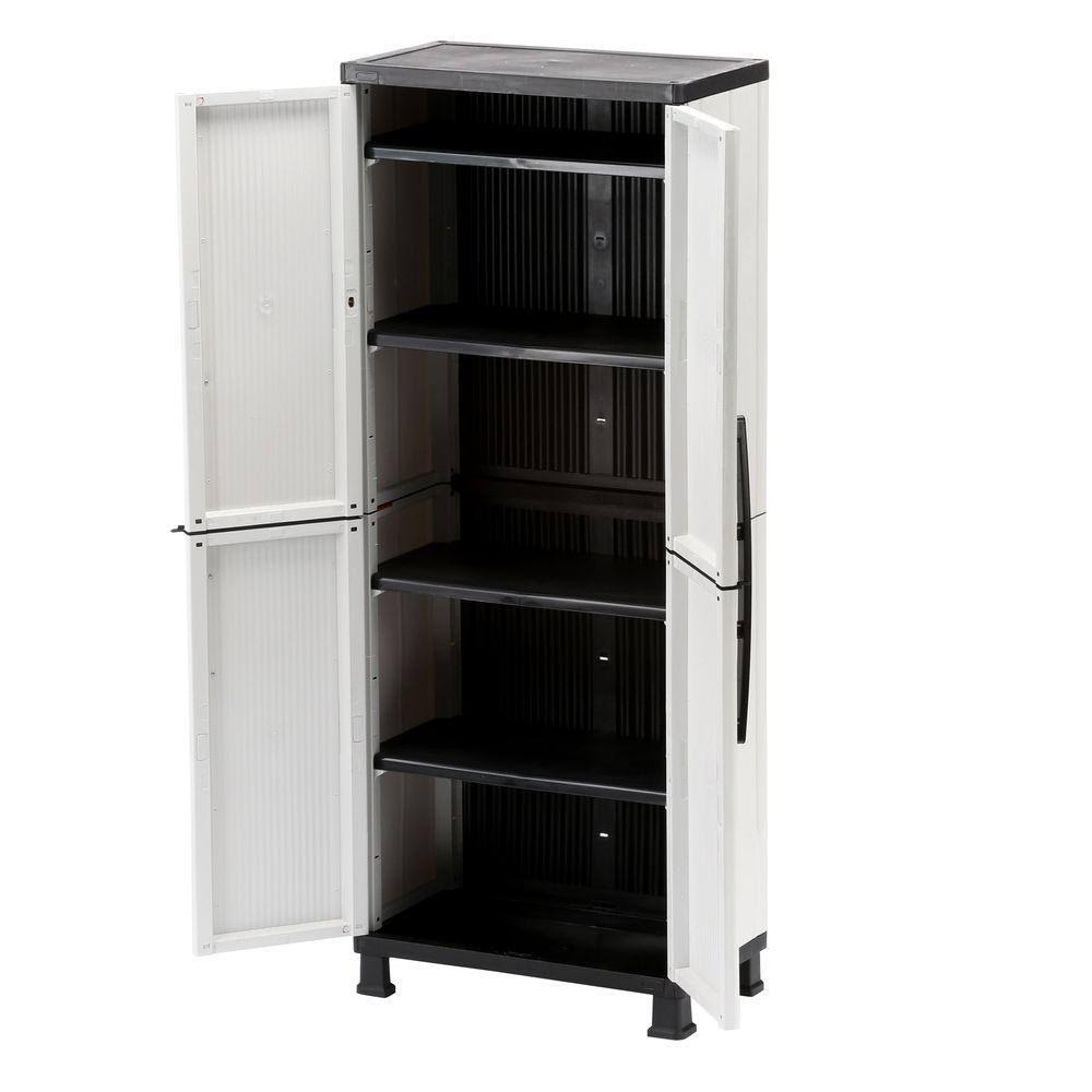 4 Shelf Plastic Cabinet in Gray S3541