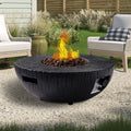 28" Outdoor Fire Pit Propane Fire Pit with Waterproof Cover and Lava Rocks J669423
