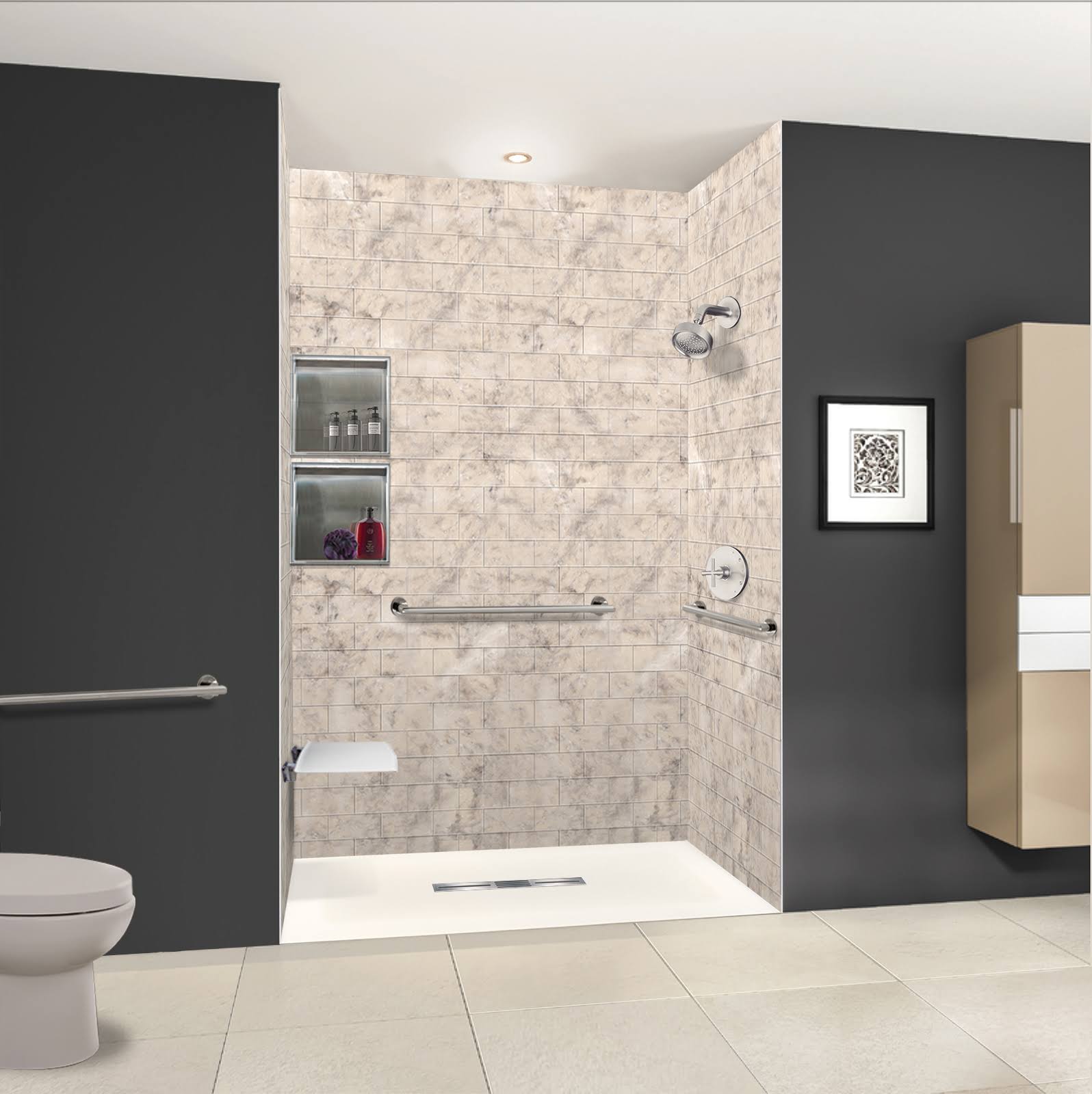 63-in L x 35.5-in Shower Base with Center Drain C117