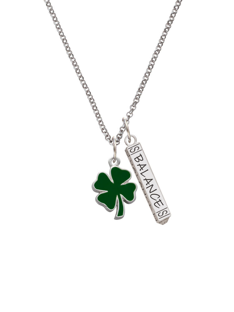 Green Enamel Four Leaf Clover Charm Necklace, 23" D80741