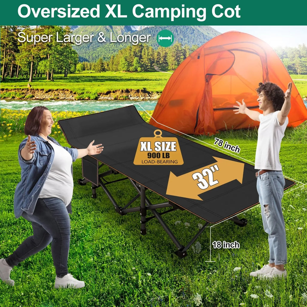 Oversized Portable Folding Camping Cot with Mattress and Carry Bag E84930