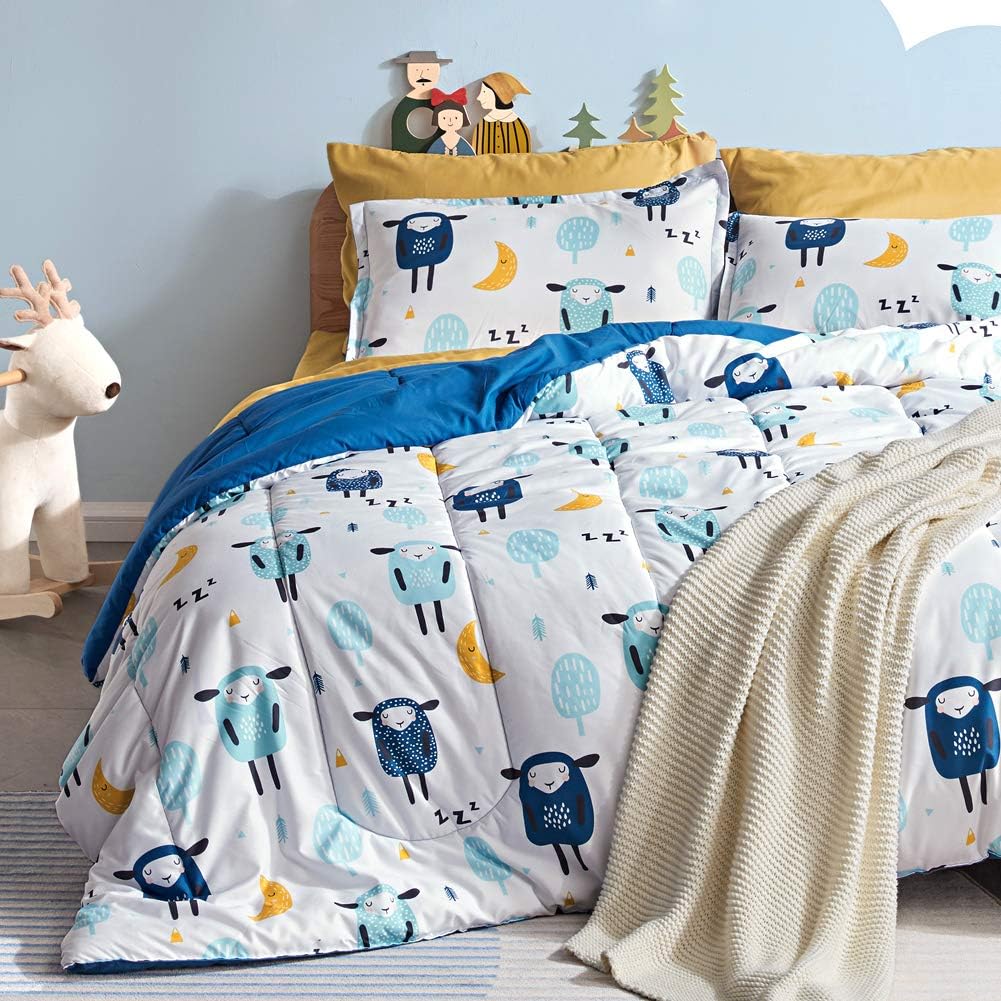 Blue Twin 5 Piece Microfiber Bedding Set K996