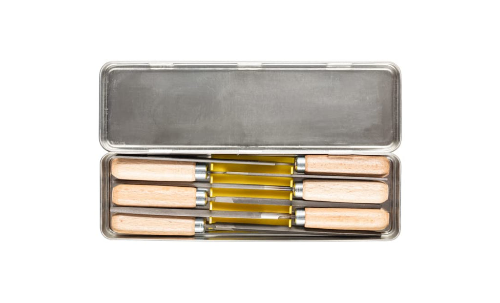 Key File Set 6 Files 4 inch with Wooden Handles I472