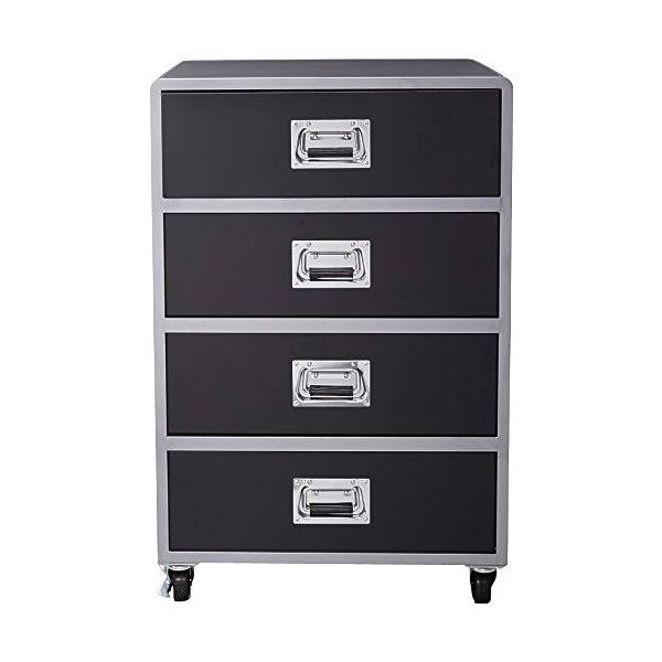 4 Drawer Black Metal Chest O557