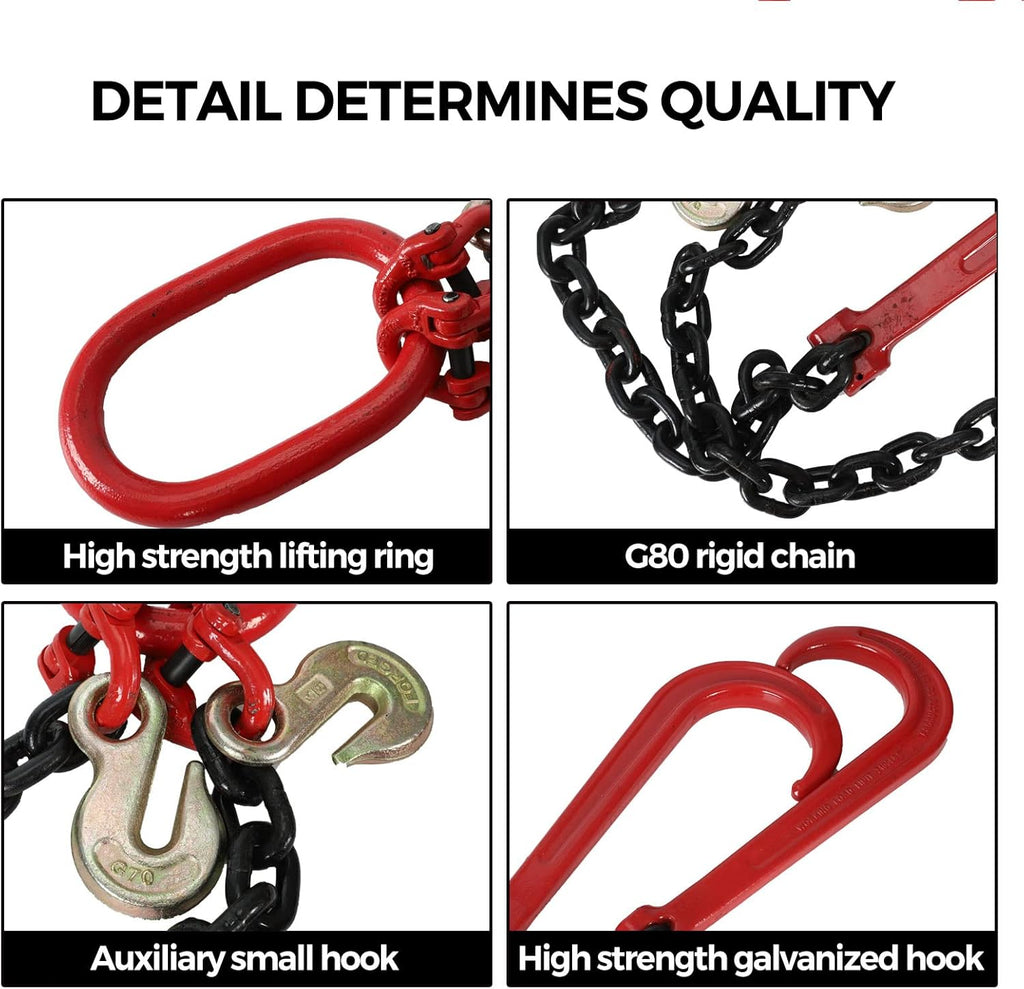 Tow Recovery V Chain with 3/8" x 2' Legs, Two 15" J-Hook & Eye Cradle Grab Hook L875429