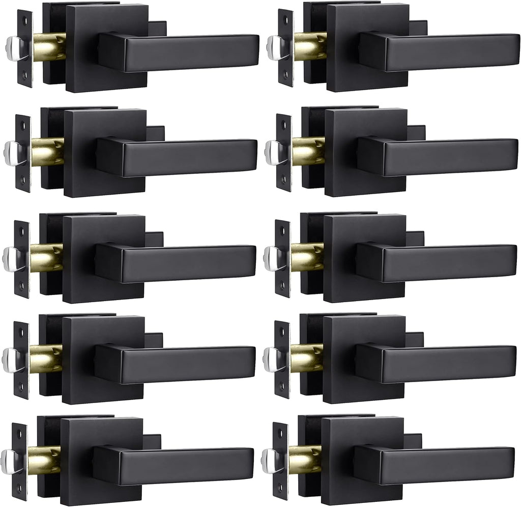 5 Pack Matte Black Heavy Duty Exterior Door Handle Keyed Alike Entry Door Lock Set R5134