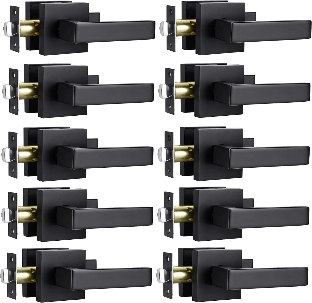 5 Pack Matte Black Heavy Duty Exterior Door Handle Keyed Alike Entry Door Lock Set R5134
