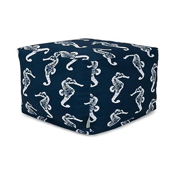 Teal Sea Horse Large Ottoman L5379