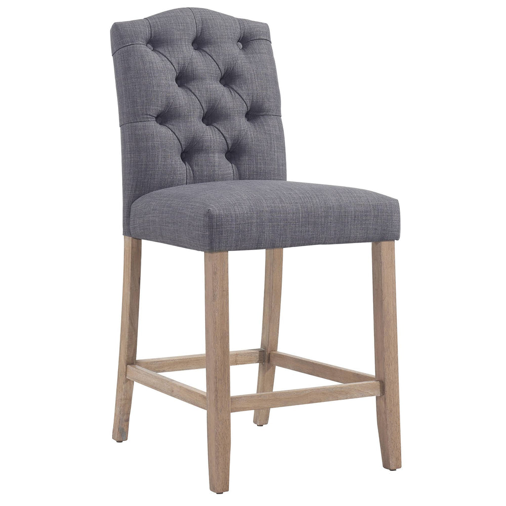 Set of 2 Gray and Brown Button Tufted Counter Chairs Z69320