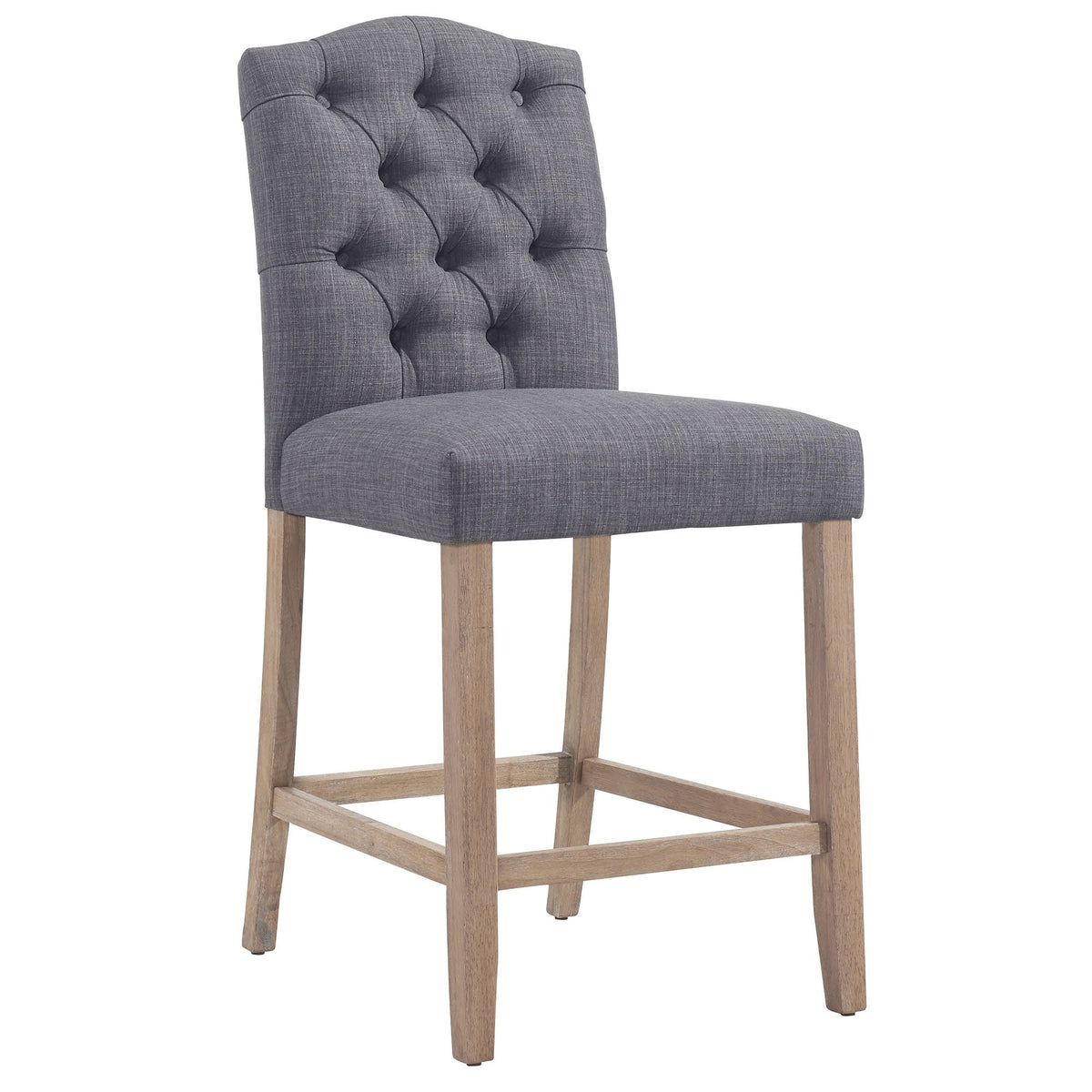 Set of 2 Gray and Brown Button Tufted Counter Chairs Z69320