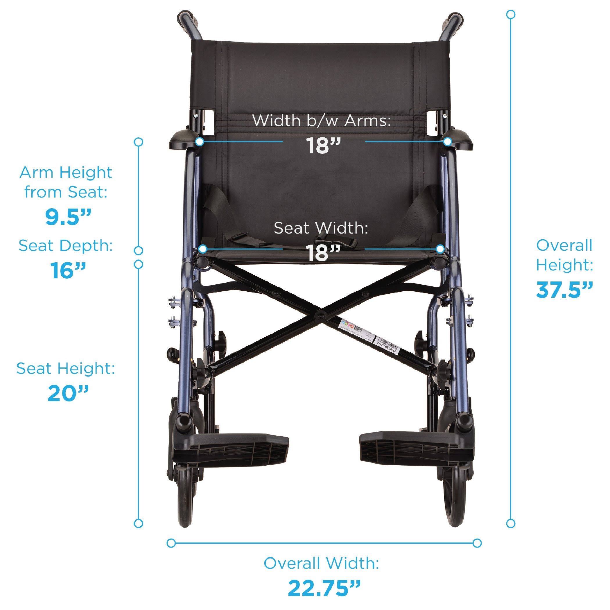 Blue Lightweight Transport Chair P625