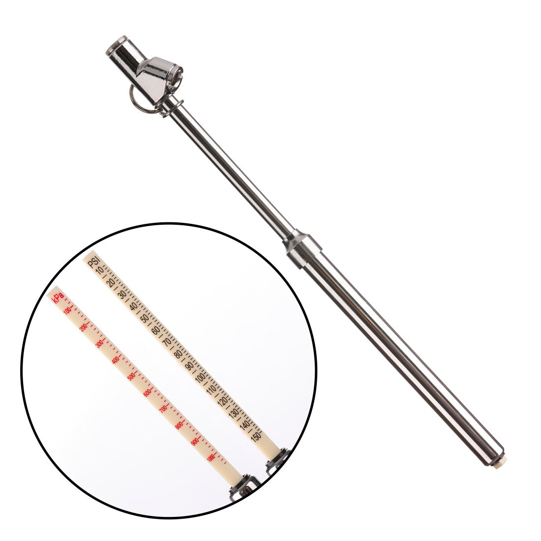 Tire Pressure Gauge 10-150PSI 100-1000KPa Dual Head Chucks Silver (10 Packs) Z8058