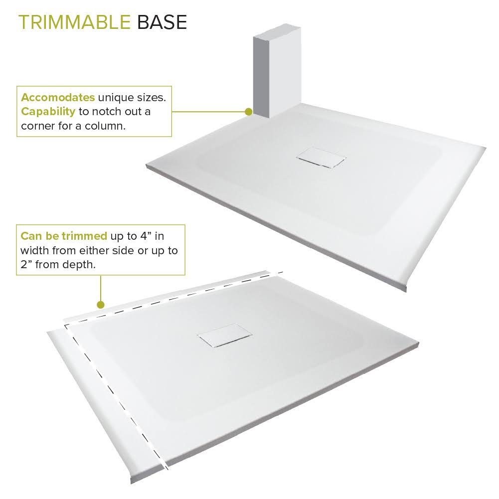 63-in L x 35.5-in Shower Base with Center Drain C117