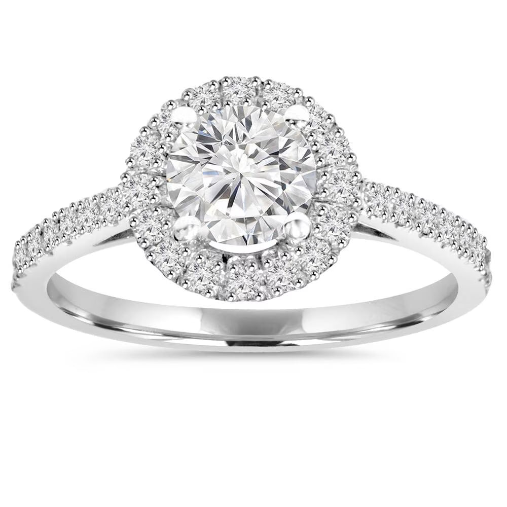 14K White Gold Halo Diamond Engagement Ring J89985