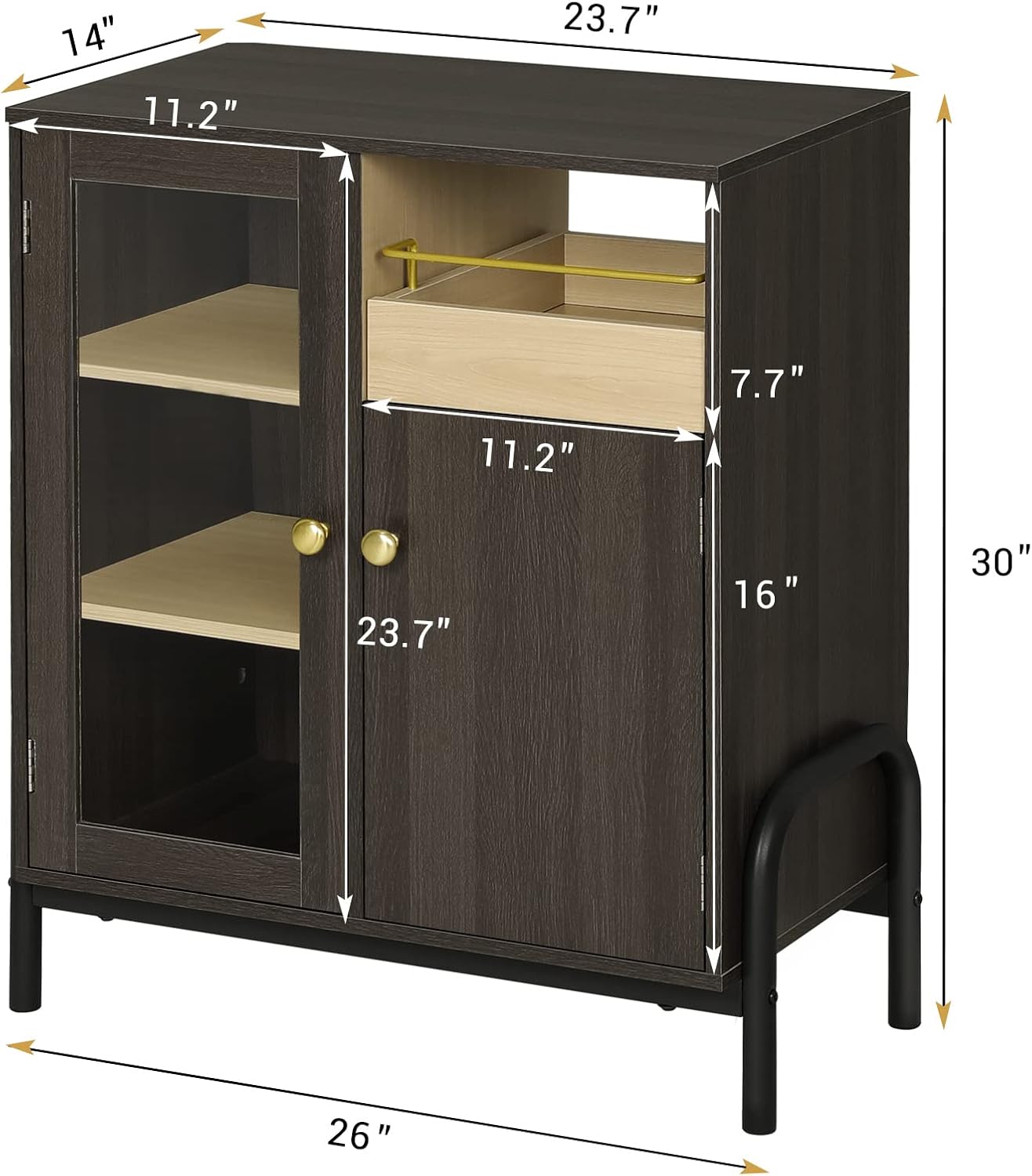 Coffee Bar Cabinet with Tempered Glass Door B950632