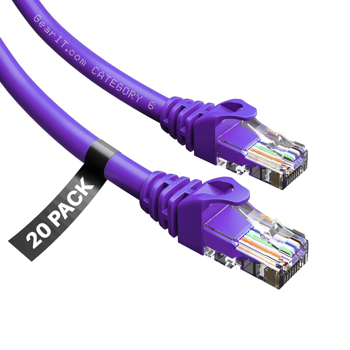 20-Pack Cat6 Patch Cable 5ft Purple Ethernet Cable L395593