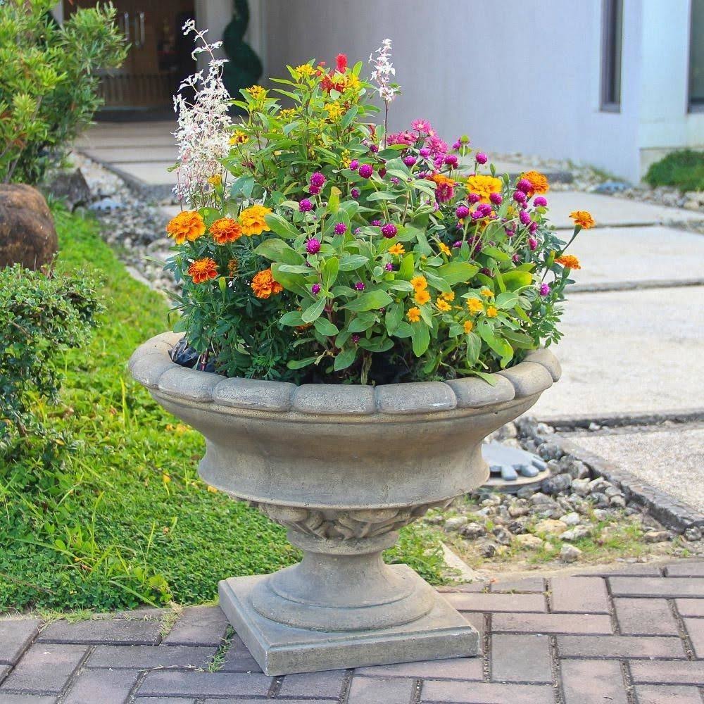 17 in. H Granite Cast Stone Urn M97430