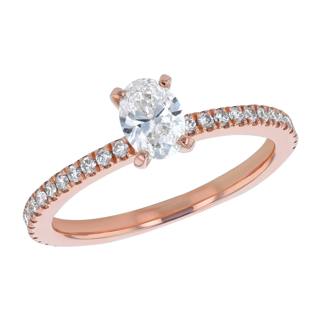 14K Rose Gold 3/4 cttw. Oval-cut Engagement Ring F864731