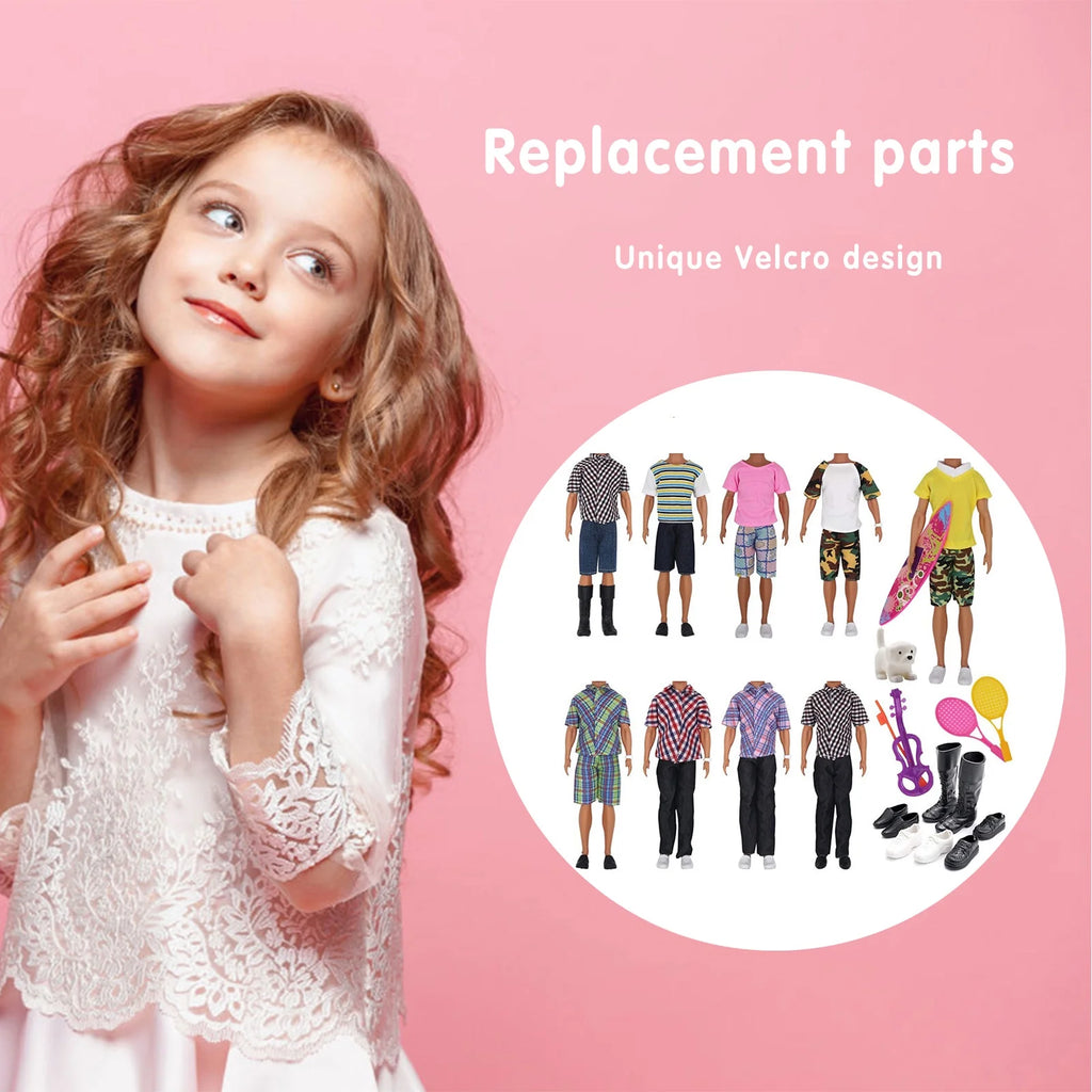 16 Pieces Boyfriend Dolls Clothing Shoes Handmade 11inch Toys E9534