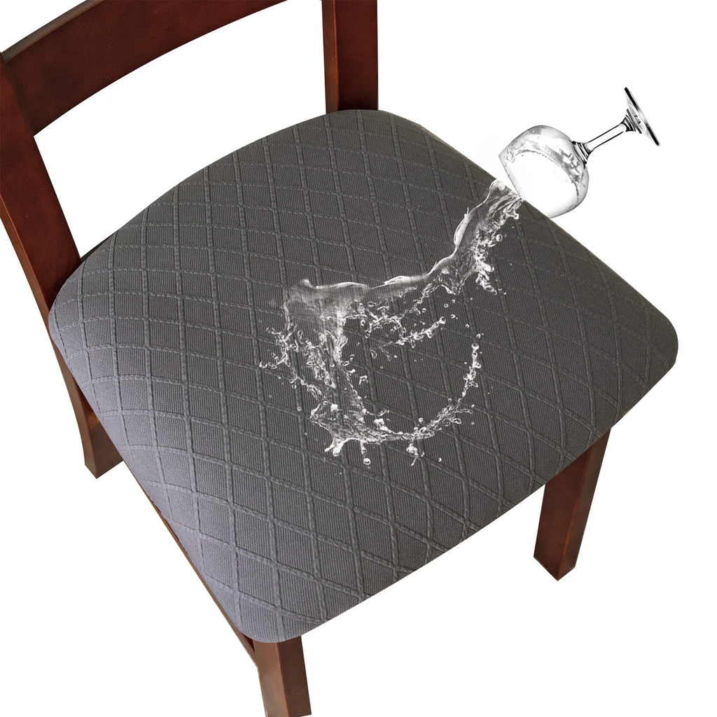 Dark Grey Jacquard Removable Dining Chair Cover Set of 4 A307