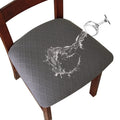 Dark Grey Jacquard Removable Dining Chair Cover Set of 4 A307