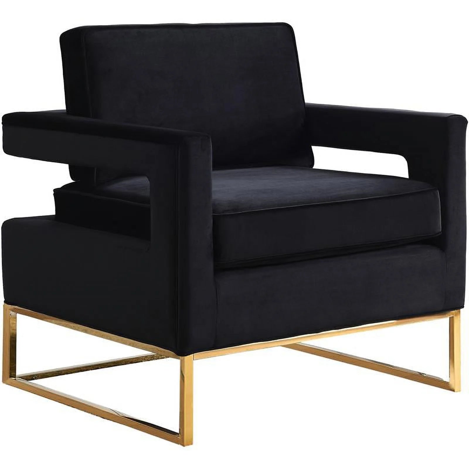 2 Piece Velvet Accent Chair Set in Black and Gold Q69904
