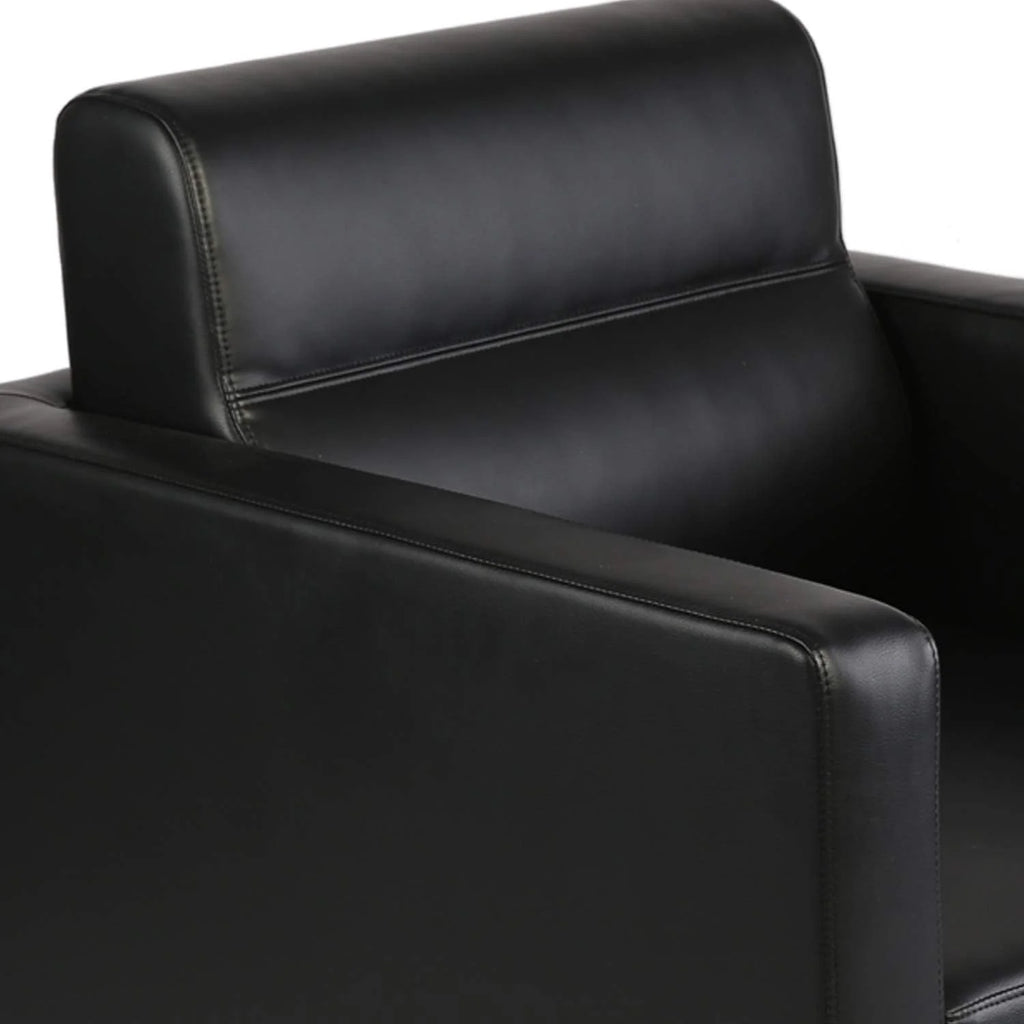 Black Leather Club Chair with Cushion N8557