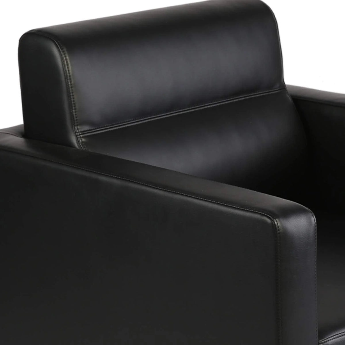 Black Leather Club Chair with Cushion N8557