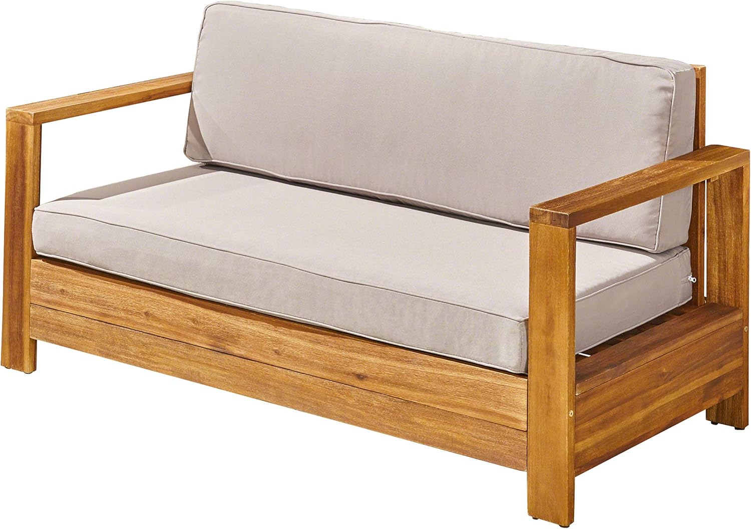 Brushed Brown Patina and Light Gray Acacia Wood Loveseat Q490743