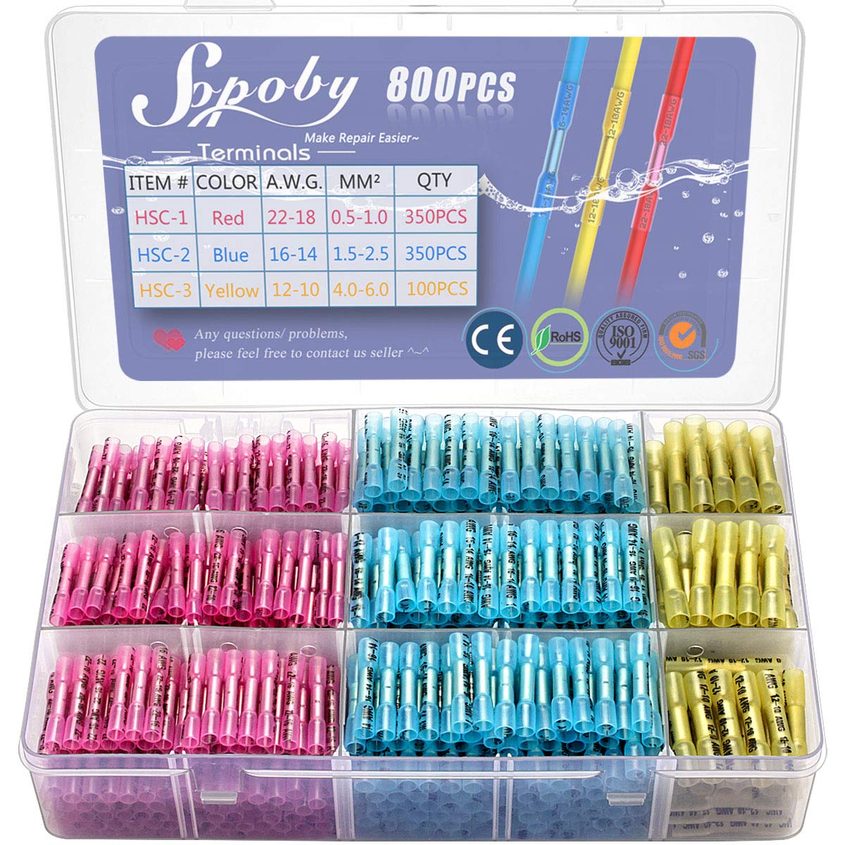 800 PCS Waterproof Insulated Copper Wire Connectors W249495
