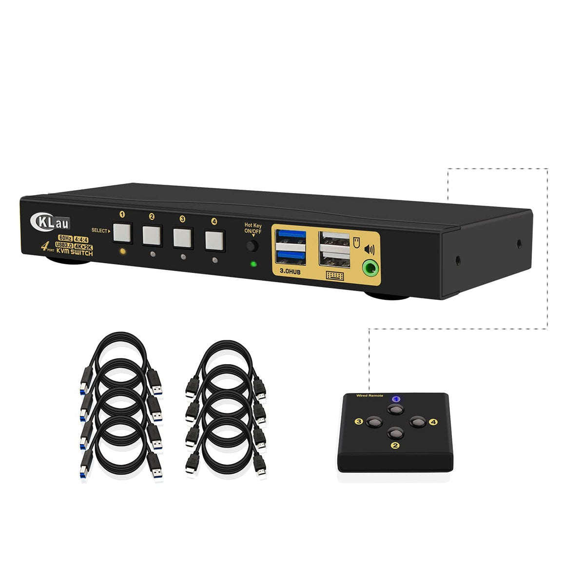 4 Port HDMI 2.0 USB 3.0 KVM Switch with Cables O451251