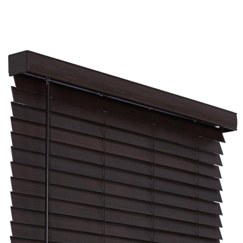 Cordless Walnut Faux Wood Room Darkening Horizontal Blinds Q16020