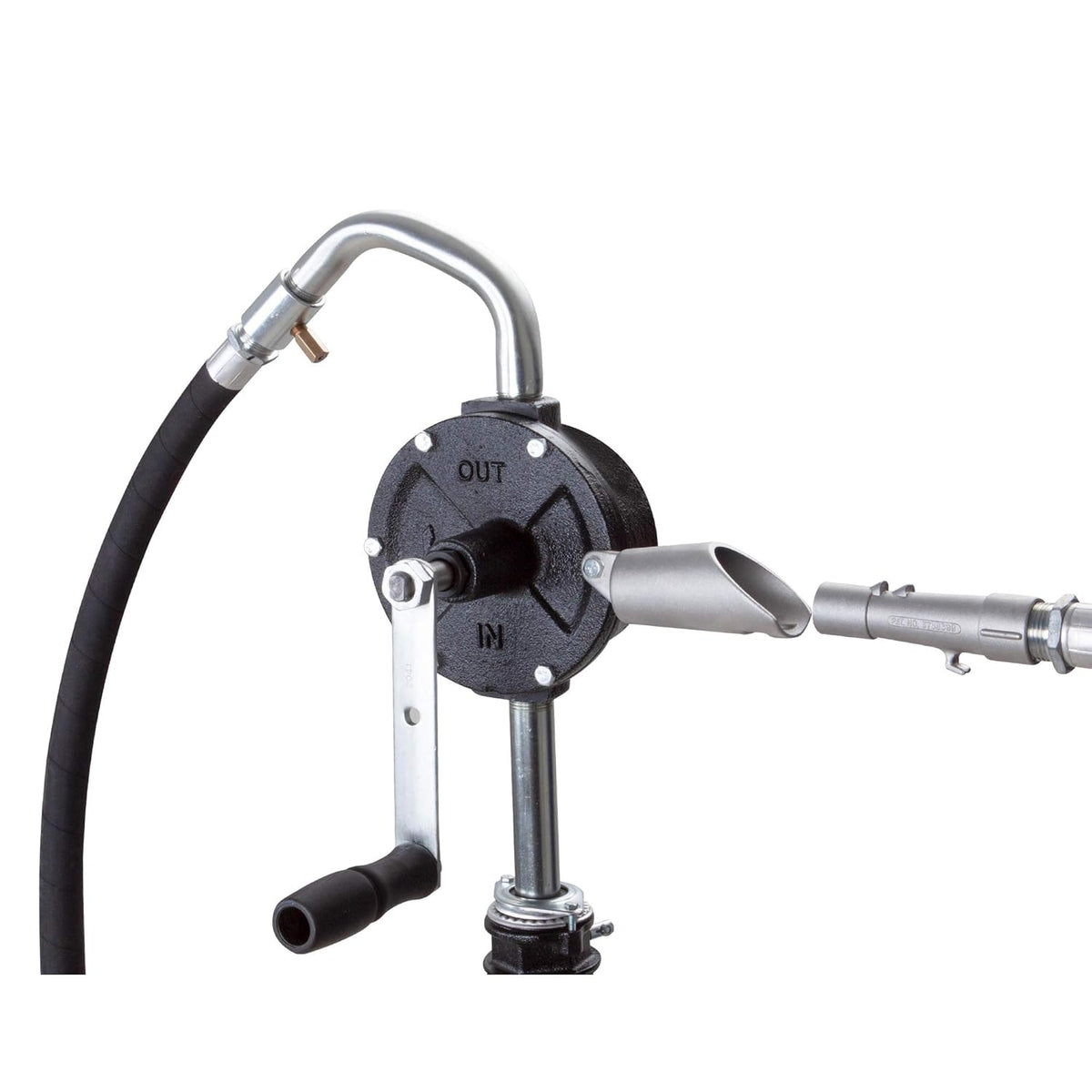 10 GPM Rotary Vane Manual Fuel Transfer Pump with 8-Ft Anti-Static Hose, Non-Sparking Nozzle, Holder, Vacuum Breaker & Flame Arrestor W841546